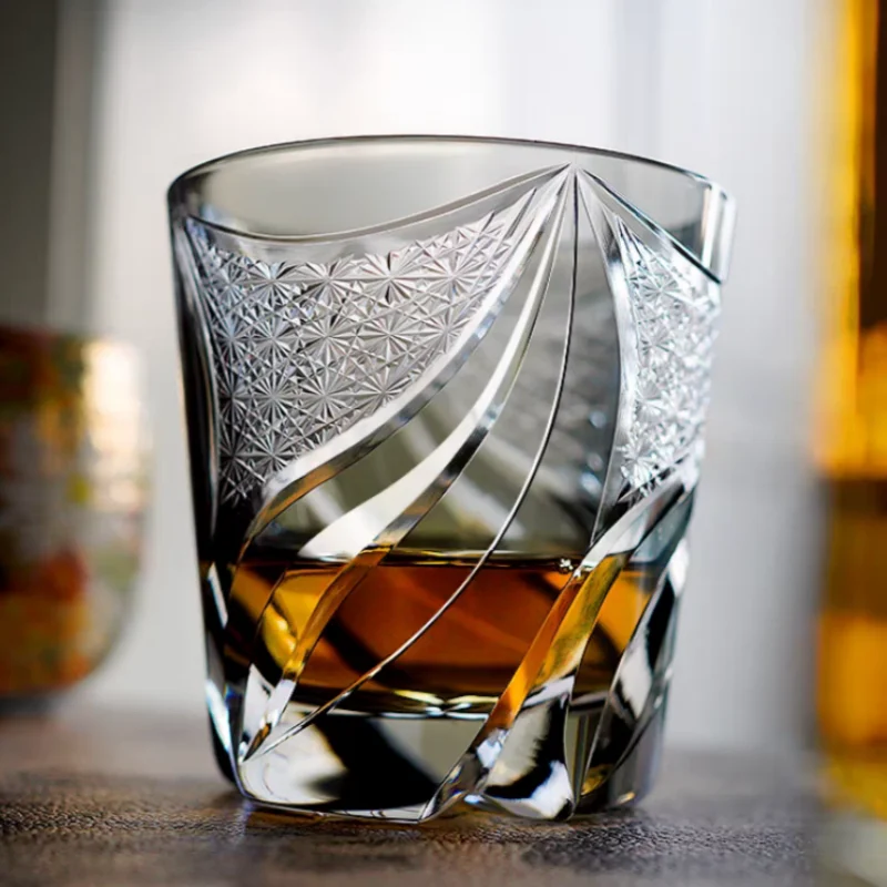 

9 унций 11 унций Эдо Кирико Ручная резка для прозрачного серого стакана для виски в подарочной упаковке для Od Fashioned Juice Vodka Wine Cocktail Beer