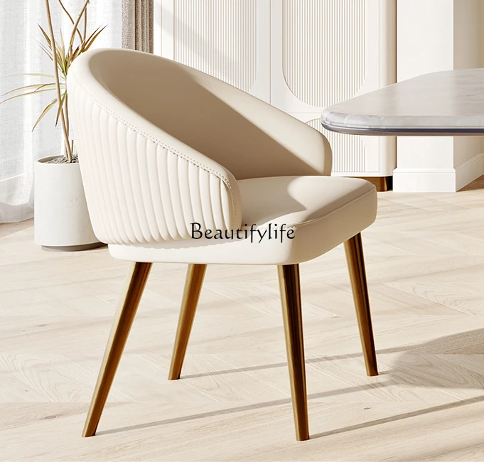 

Light Luxury Dining Chair Leather Study Leisure Chair