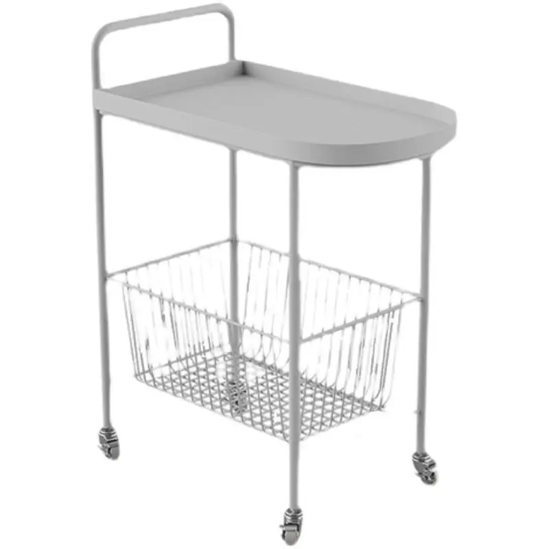 Movable small coffee table cart, sofa side few with wheels, light luxury, living room corner few bedside simple storage table