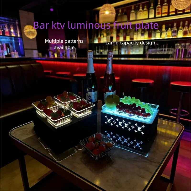 Creative Light-up Acrylic Single-layer Fruit Tray for Bar KTV Nightclub Wholesale Manufacturer Snack Tray