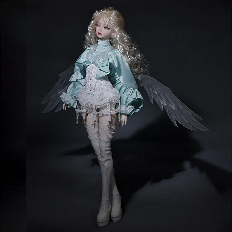 Oficjalna lalka Joybjd 1/4 Bjd Ivy Sd z miętowo-zieloną koszulką w stylu europejskim i anielskimi skrzydłami, lalka kolekcjonerska dla kolekcjonerów.