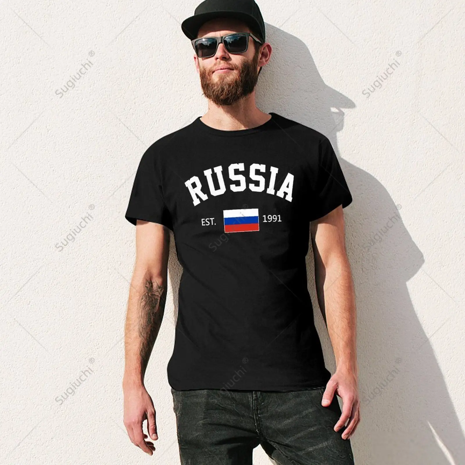 Unisex Men Russia EST.1991 Independence Day Tshirt Tees T Shirts Women Boys 100% Cotton T-Shirt