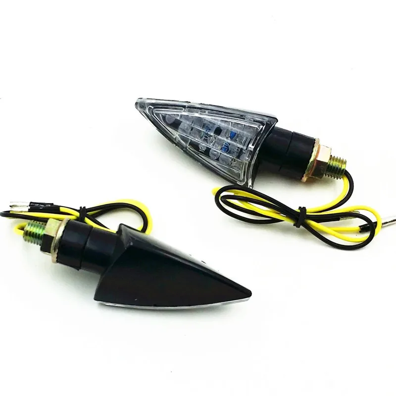 Black LED Triangle Dual Sport Turn Signal Light For Honda Kawasaki Suzuki Yamaha