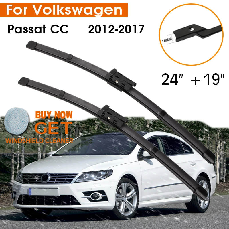 

Car Wiper Blade For Volkswagen Passat CC 2012-2017 Windshield Rubber Silicon Refill Front Window Wiper Blades 24"+19" LHD RHD