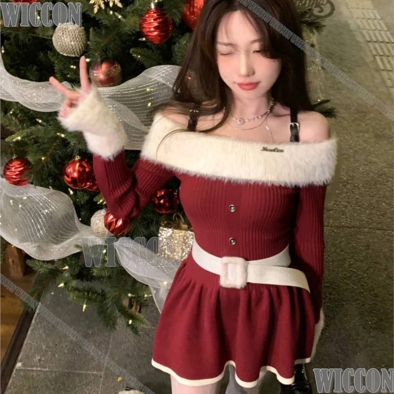 2026 عيد الميلاد فستان أحمر أنيمي تأثيري حلي حمالة تنورة قصيرة مثير ملابس امرأة ساخنة كوس دعوى هالوين كرنفال الزي #3