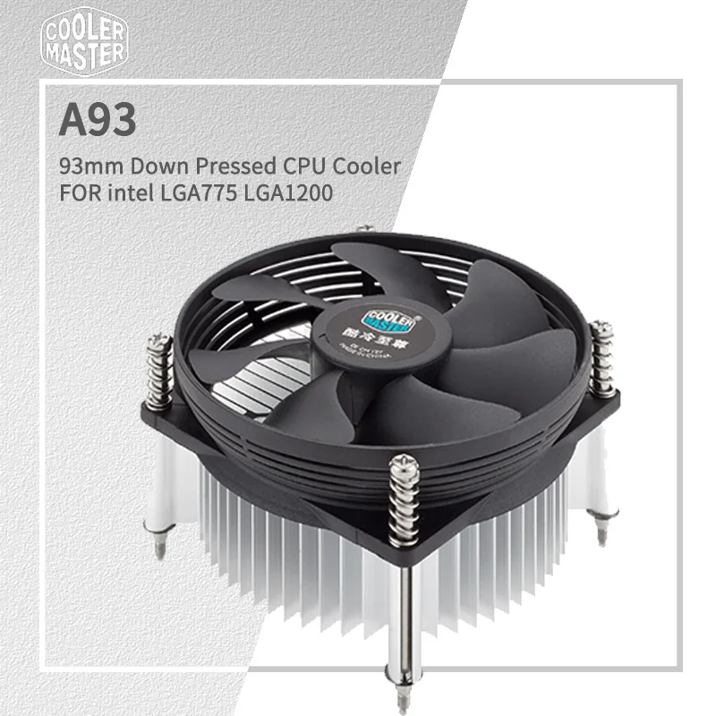 

Cooler Master A93 CPU Cooler For Intel LGA775 LGA1200 CPU Radiator 93.5mm Quiet Cooling Fan