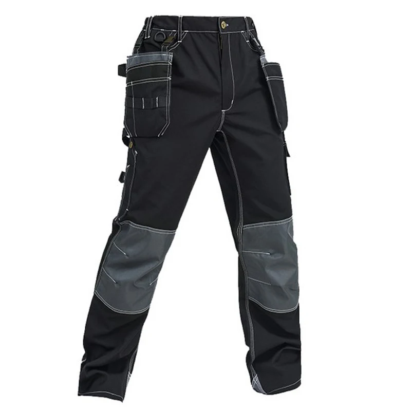 2025 New Polycotton Men Wear-resistance Multi-pockets Cargo Workwear Trousers Work Pant Black Dark Blue Army Green Grey S-5XL