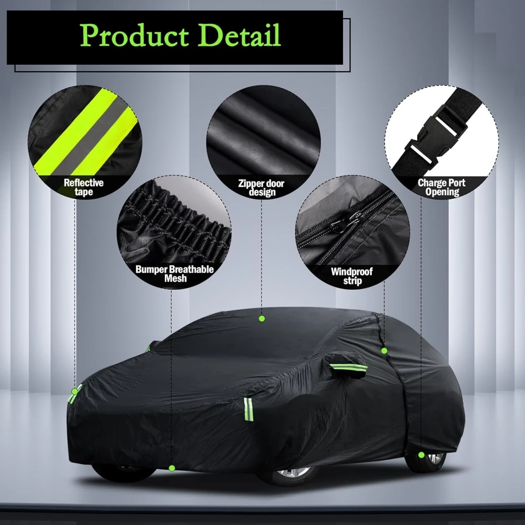 Car Covers Fit Toyota Camry/Honda Accord Waterproof All Weather Full Exterior Cover Rain Sun Hail Protector with Door Zipper