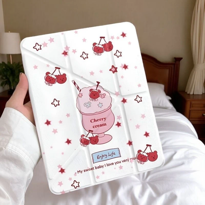 

Ins Cute Star Bear Tablet Case For iPad Pro 11 12.9 13 A16 M2 M4 M3 M5 Shell 8.3 9.7 10.2 5/6/7/8/9/10/11th Air 3 4 5 6 7 Cover