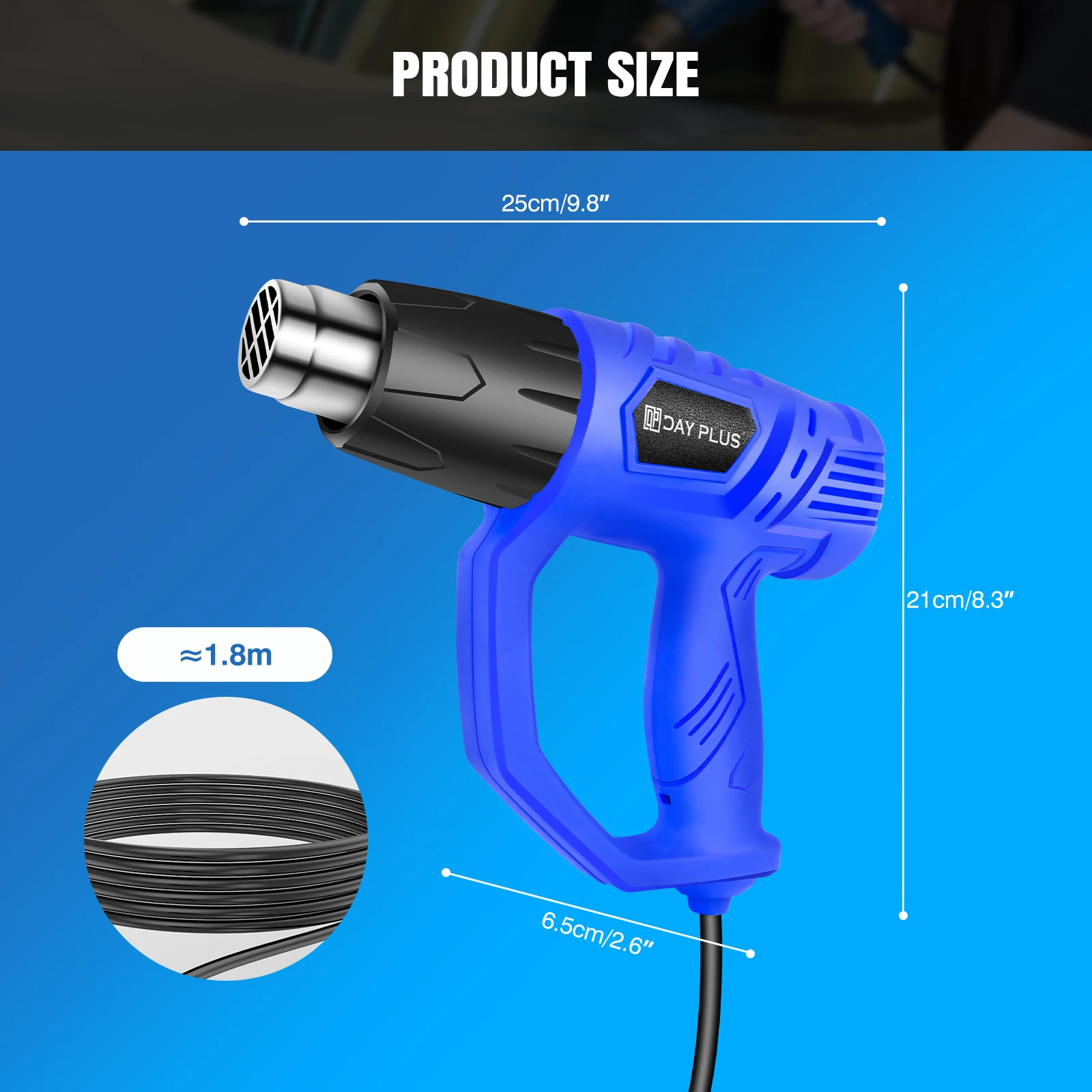 2000 Watt Heat Gun, Lightweight Compact Heat Gun Kit, 4 DIY Nozzles, Shrink Tubing, Packaging, Crafts, Welding Heat Guns