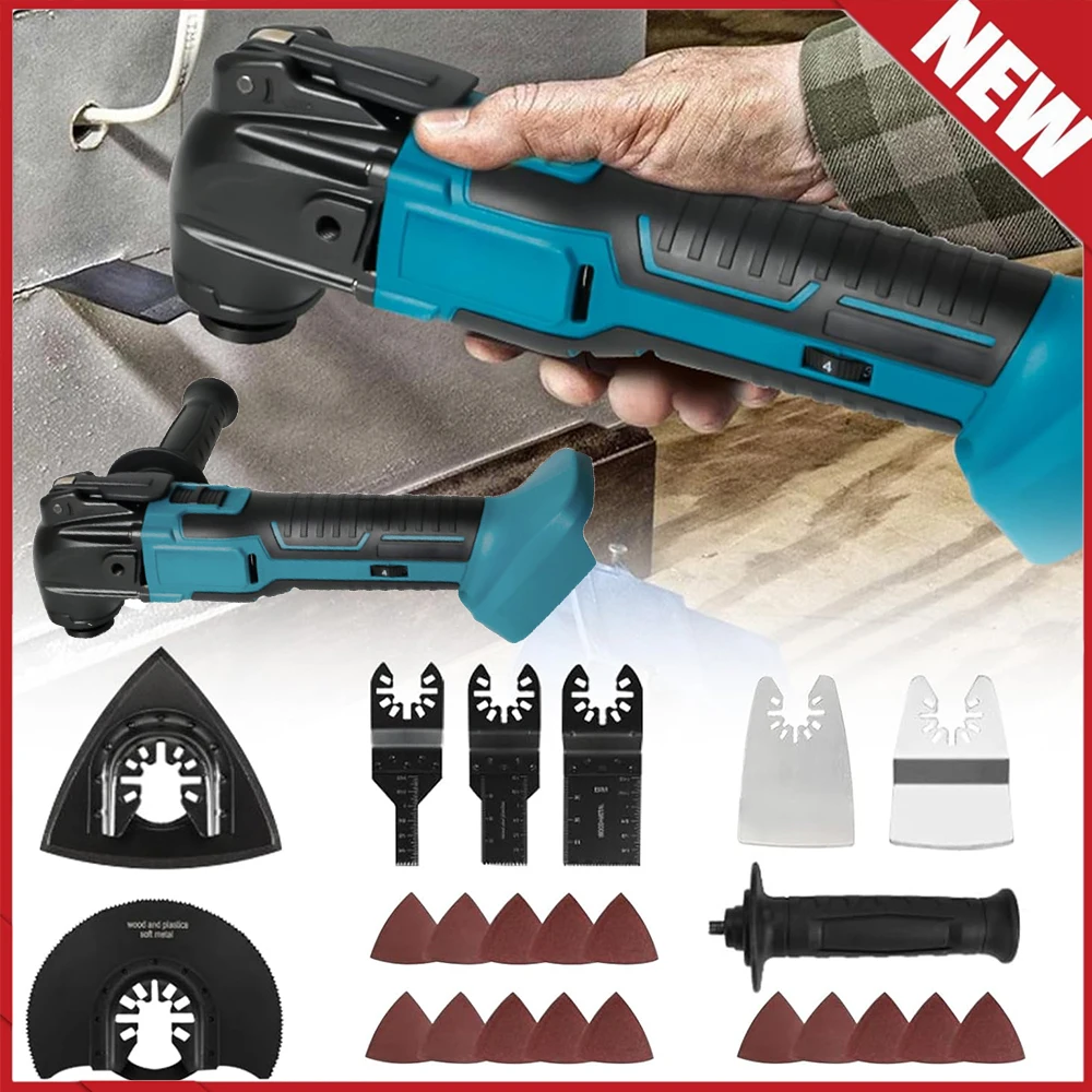 Hochleistungs-Oszillationswerkzeug-Set mit 22 Multifunktionsaufsätzen, 6 einstellbaren Geschwindigkeiten, Holzbearbeitungs-Schneid-, Schleif- und Schabewerkzeug, Komfortabler Ergonomischer Griff für