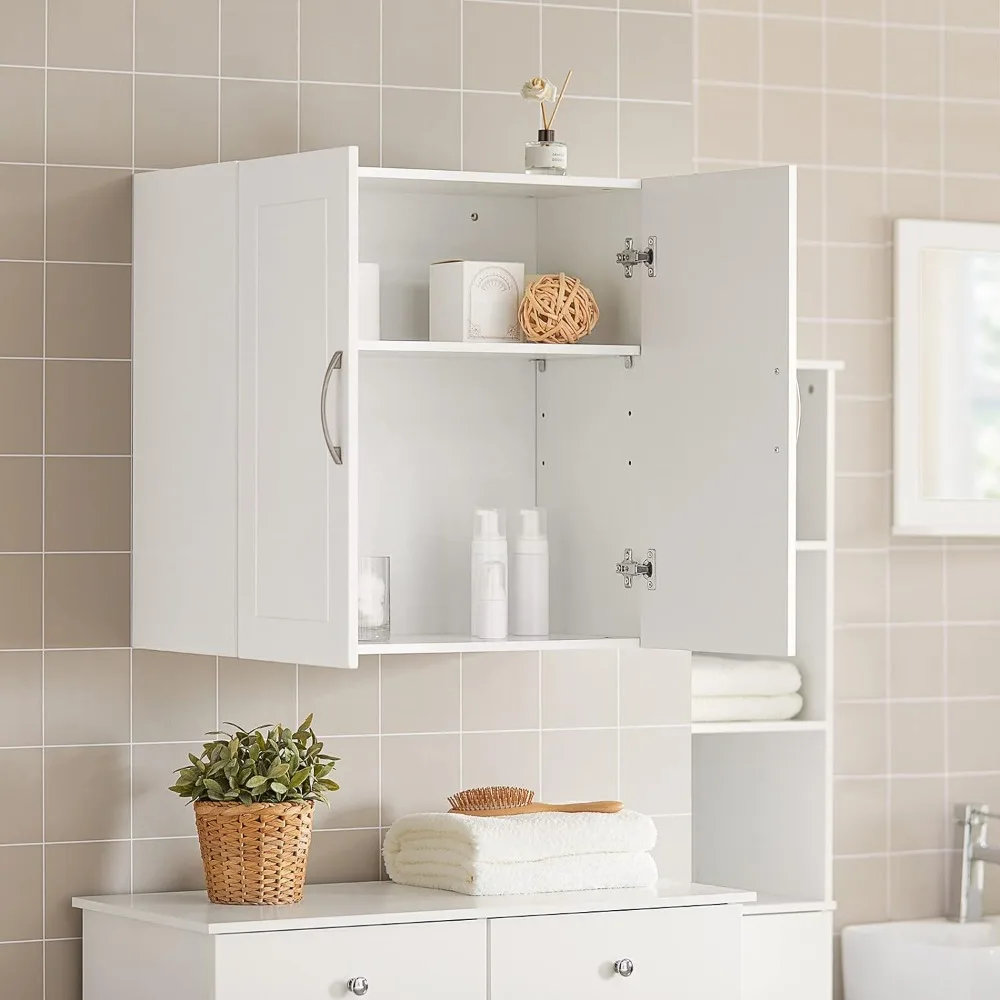 

Bathroom Kitchen Wall Cabinet, Garage or Laundry Room Wall Storage Cabinet, Stipple Linen Tower Bath Cabinet, Cabinet with Shelf