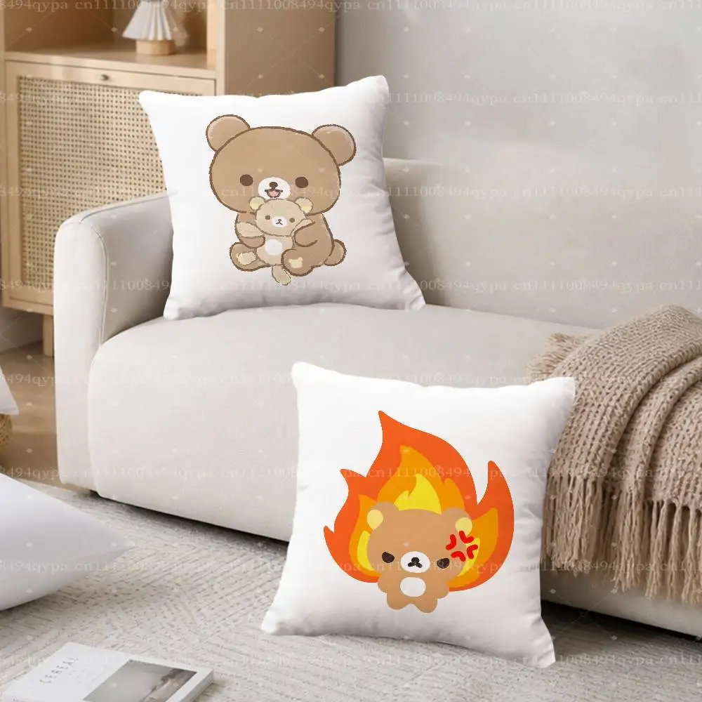 R-Rilakkuma Cute Bears Pillowcase With Zipper Throw Pillow Cover Decorative Shams Cushion Covers for Bed Living Room Couch