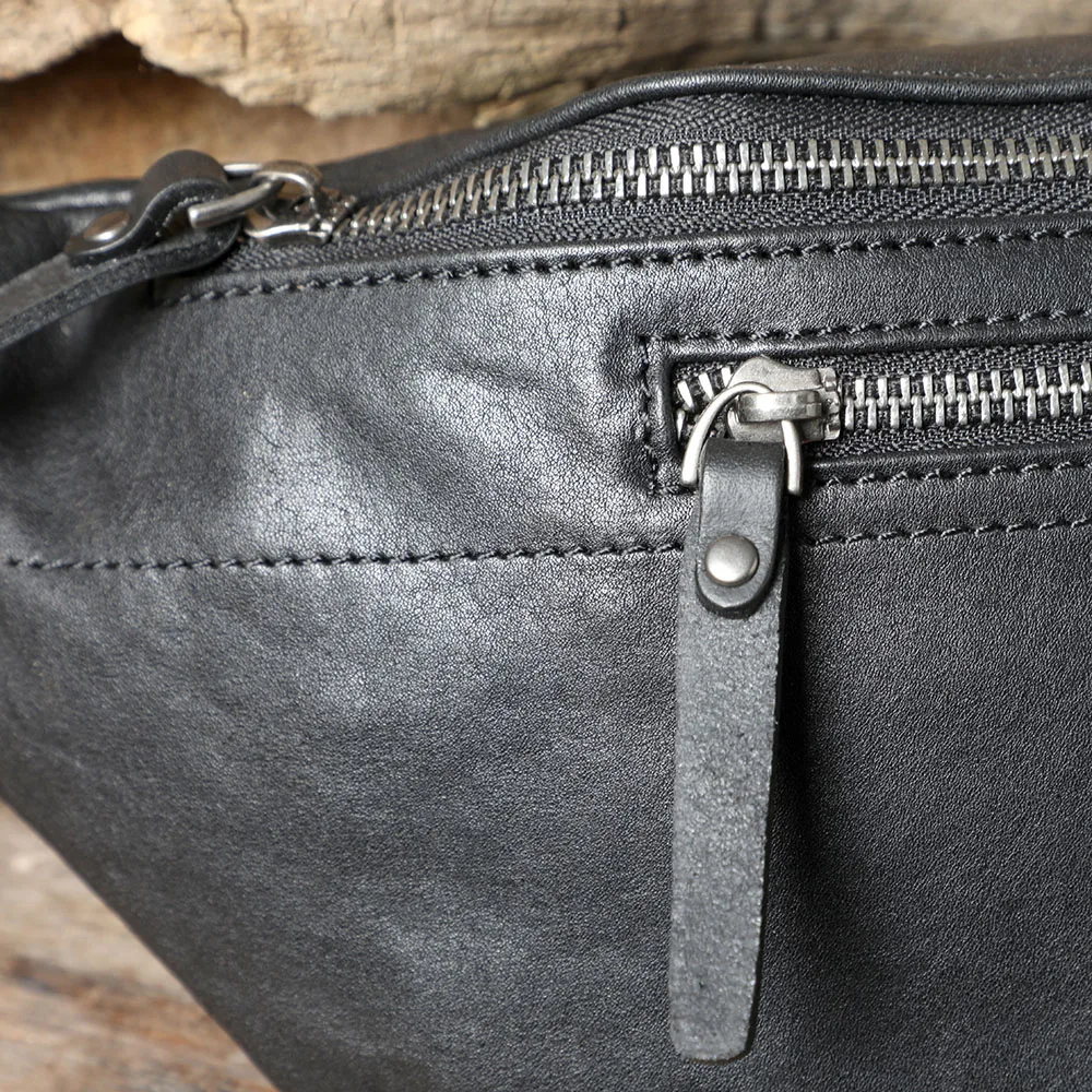 S.WORKER Lässige Herren-Brusttasche aus hochwertigem Leder | Modische Umhängetasche für Herren aus echtem Leder – Detail 13