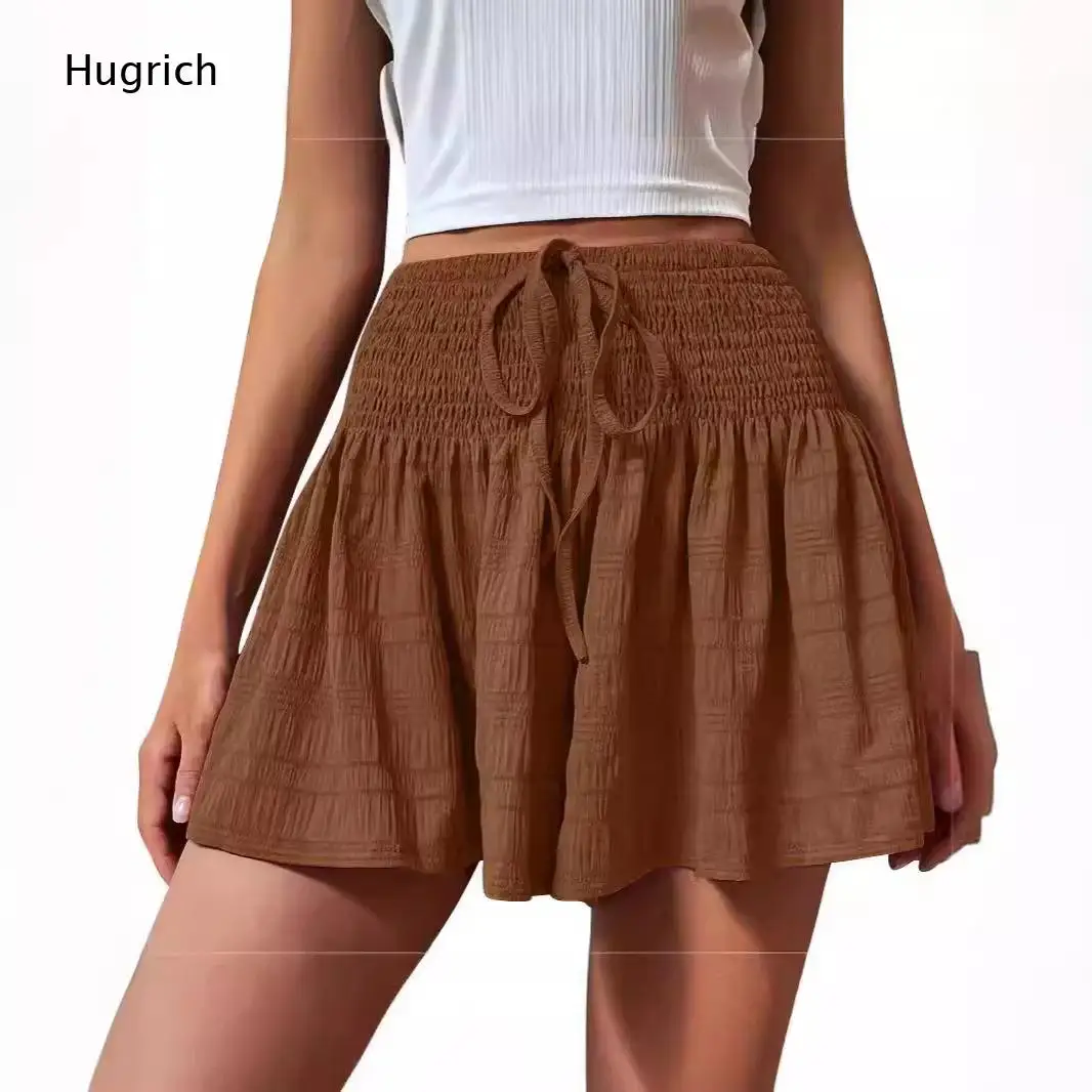 Lightweight Athletic Skort For Ladies Elastic Ruched Waist Self Tie Flared A Line Short Skirt For Running Walking Daily Outfit