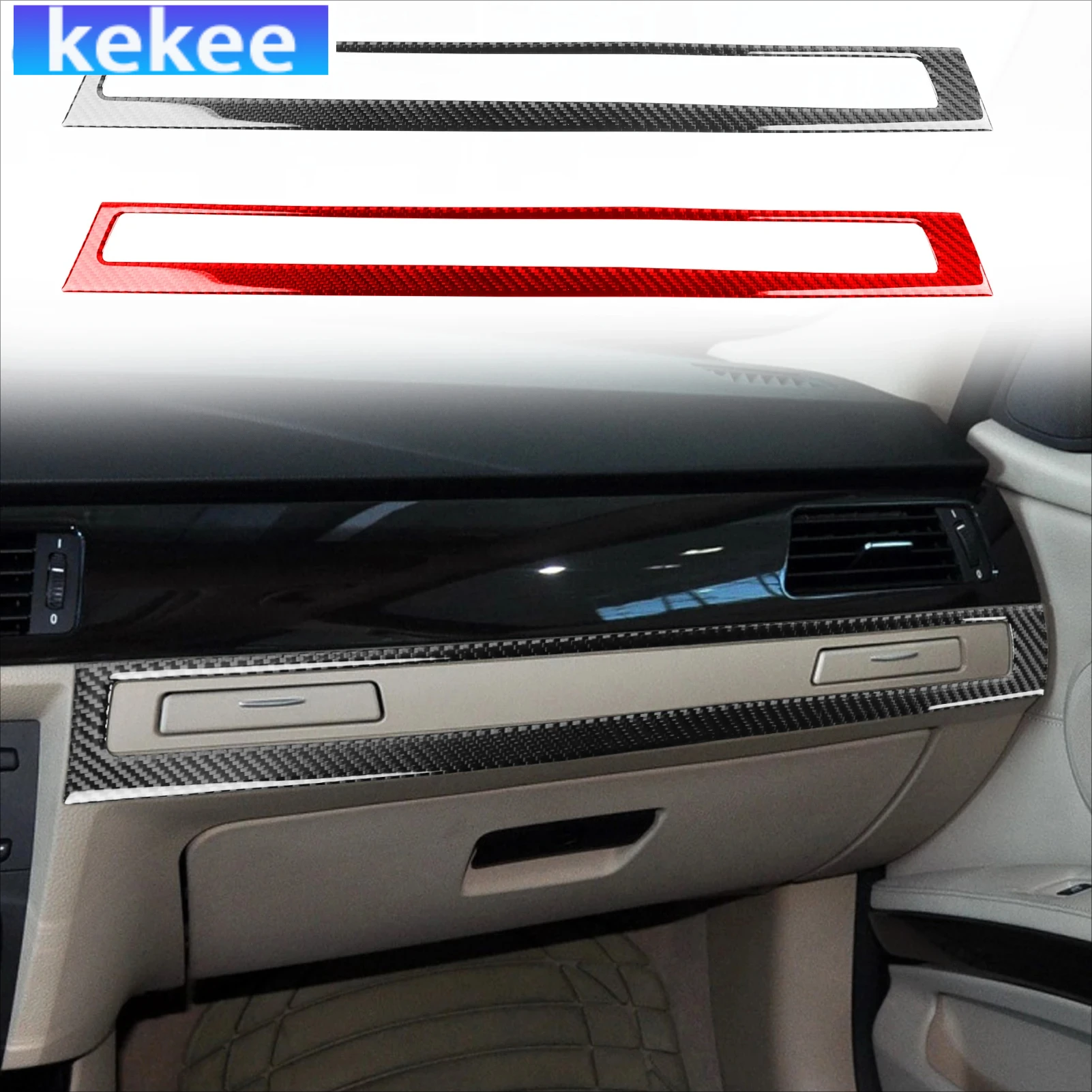 

For BMW 3 Series E90 2005-2012 Carbon Fiber Co-pilot Dashboard Decorative Strip Cover Sticker Interior Car Accessories Auto Trim