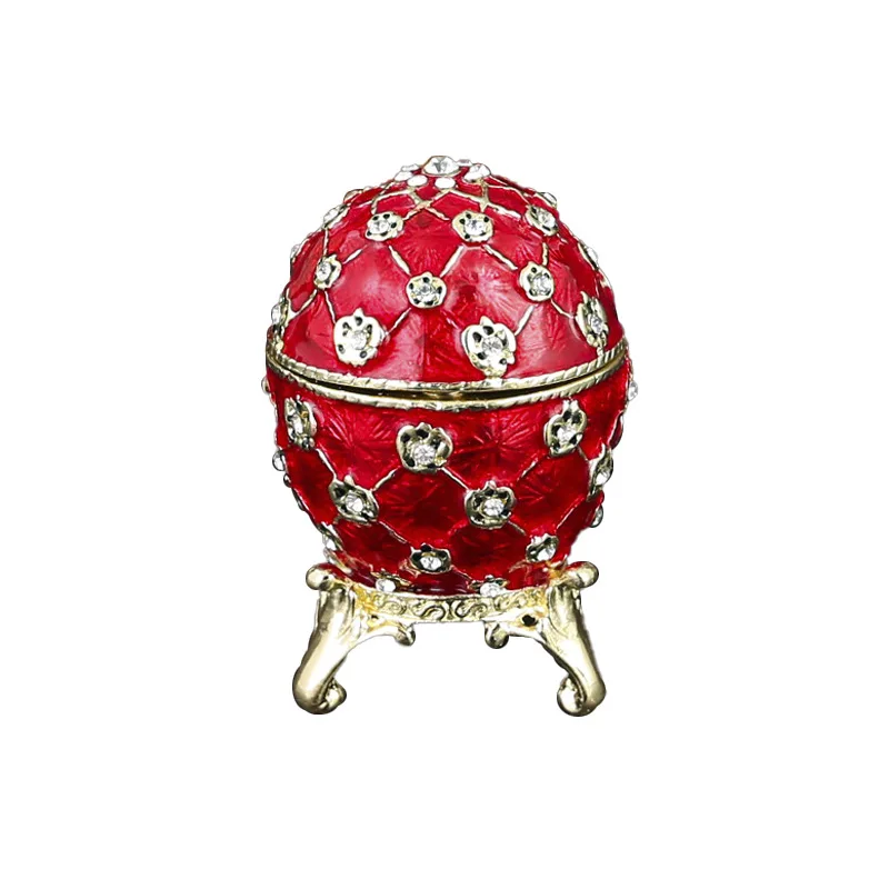 Enamel Faberge Mini Size Easter Egg Jewel Case Jewelry Storage Box Metal Handicraft Home Furnishing Articles Holiday Gift