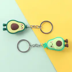 Christmas Gift PVC Couple Key Rings Jewelry Doll Key Ring 3D Keychain Smiling Avocado Simulated Fruit Avocado Keychain