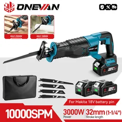 ONEVAN Electric Reciprocating Saw 10000spm Rechargeable Portable Electric Saw Metal Wood Cutting Tool For Makita 18V Battery Pin