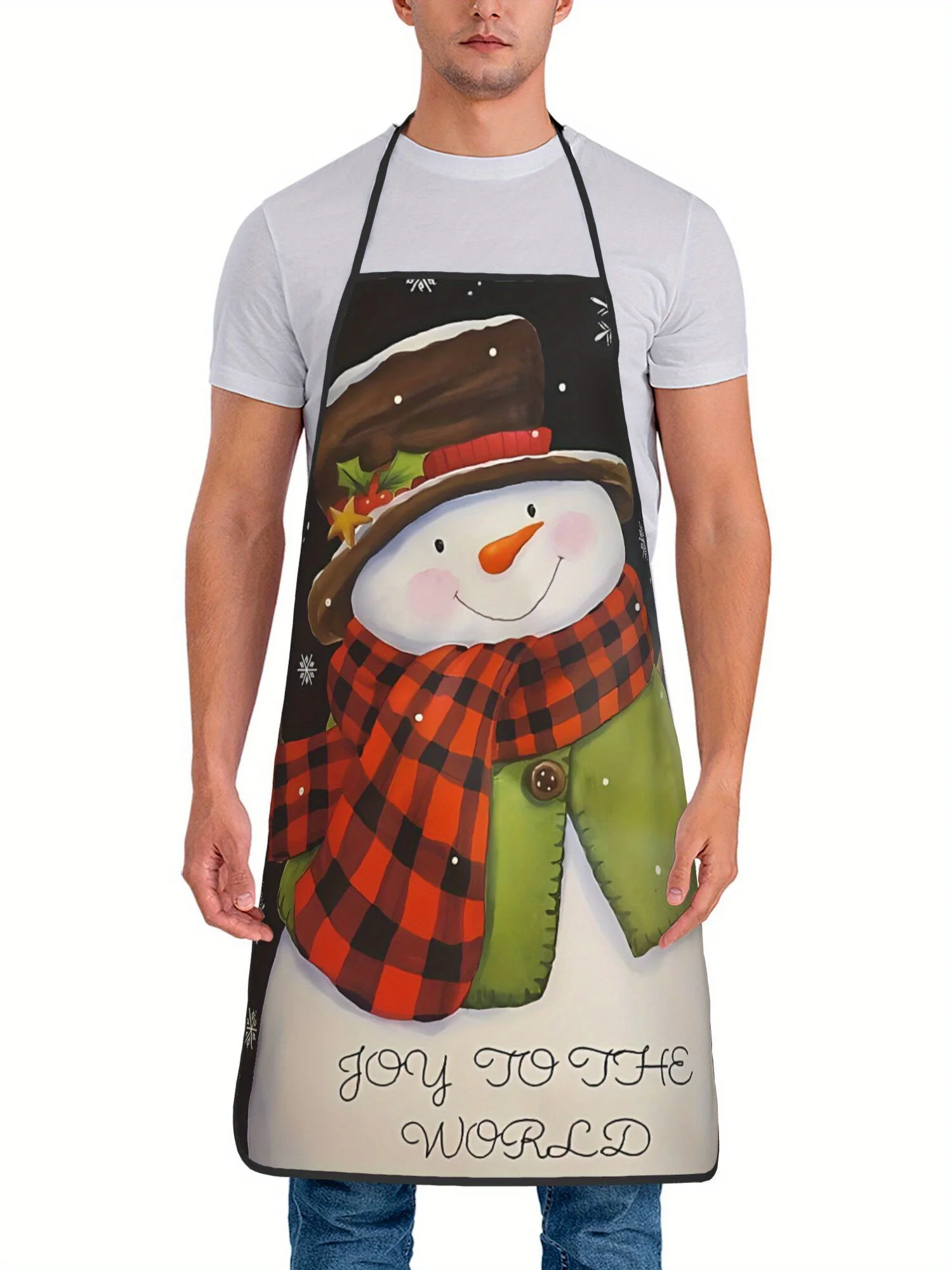 

Фартук «Joyous Snowman» — праздничный праздничный кухонный фартук в стиле ретро с принтом «Joy to the World», для приготовления пищи и выпечки, рождественский подарок