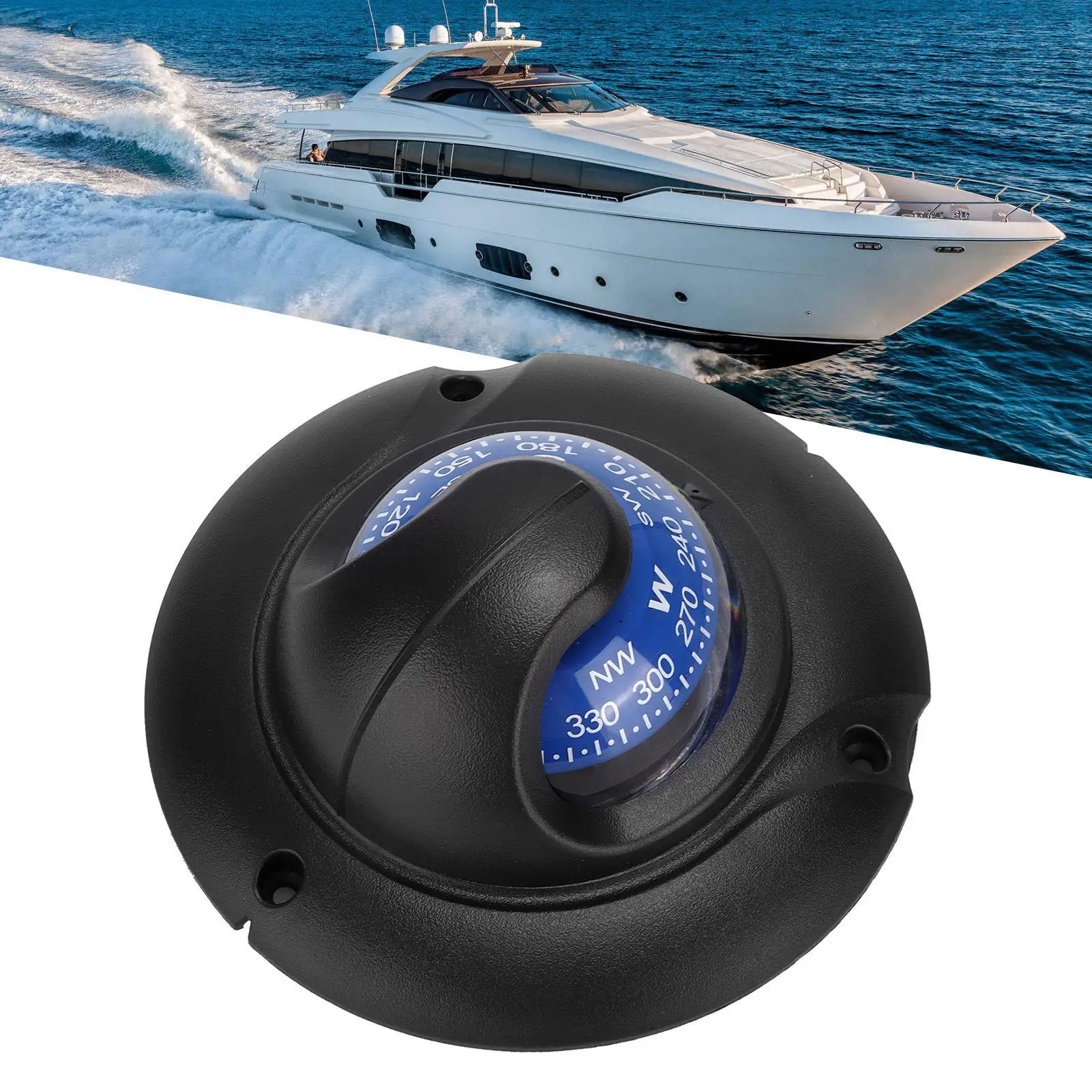 Wielofunkcyjny, magnetyczny, wpuszczany kompas o wysokiej dokładności z podświetleniem do łodzi, jachtów, użytku na zewnątrz, wędrówek i jako akcesorium do łodzi.