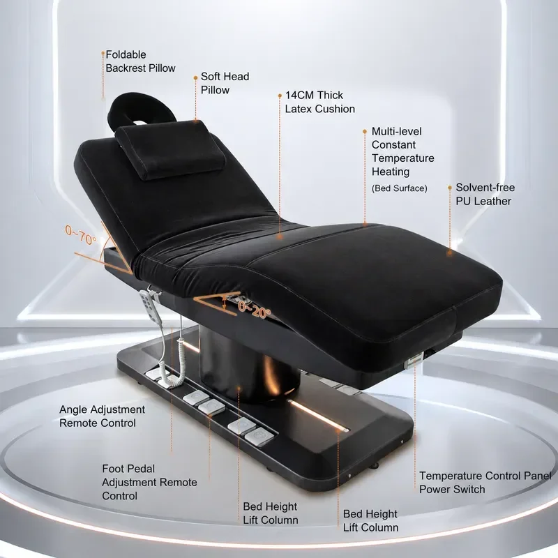 Electric Beauty Bed for Integral Lifting Massage Table with Constant Temperature Heating for Tattoo Embroidery Ear