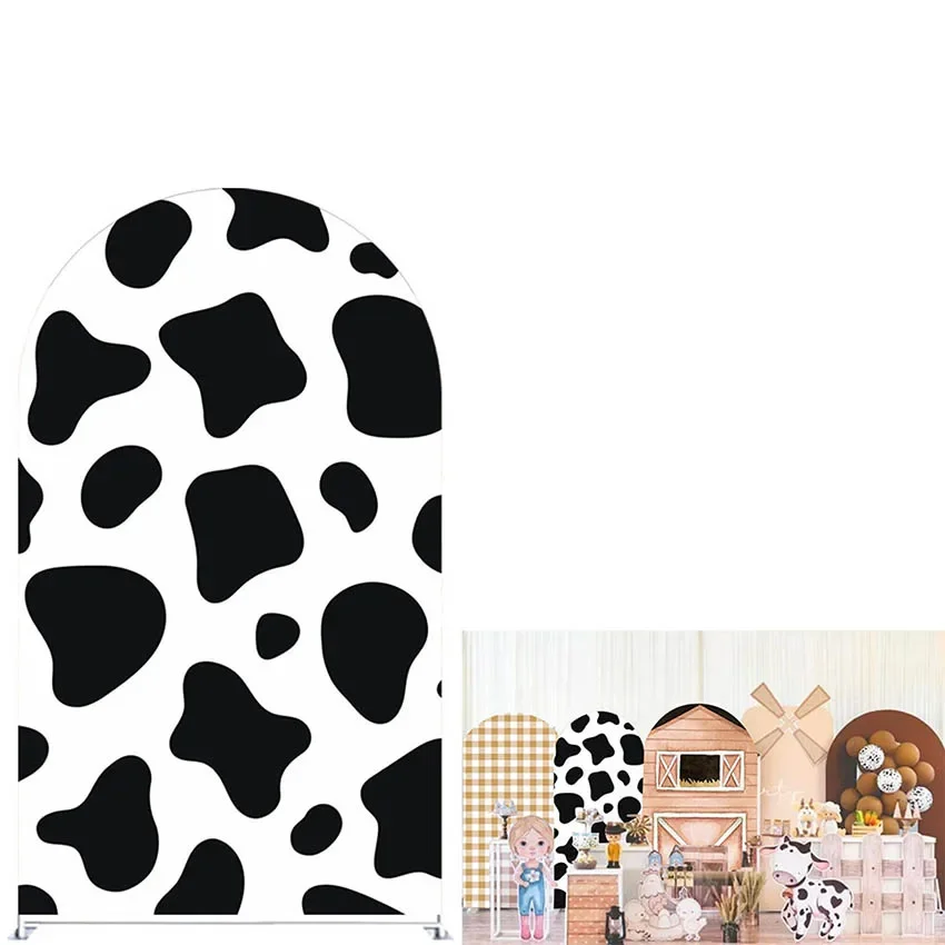 Mehofond Custom Barn Farm Door Cows Kids Birthday Party Covers Arch Background Baby Shower Party Decor Backdrop Photo Doubleside