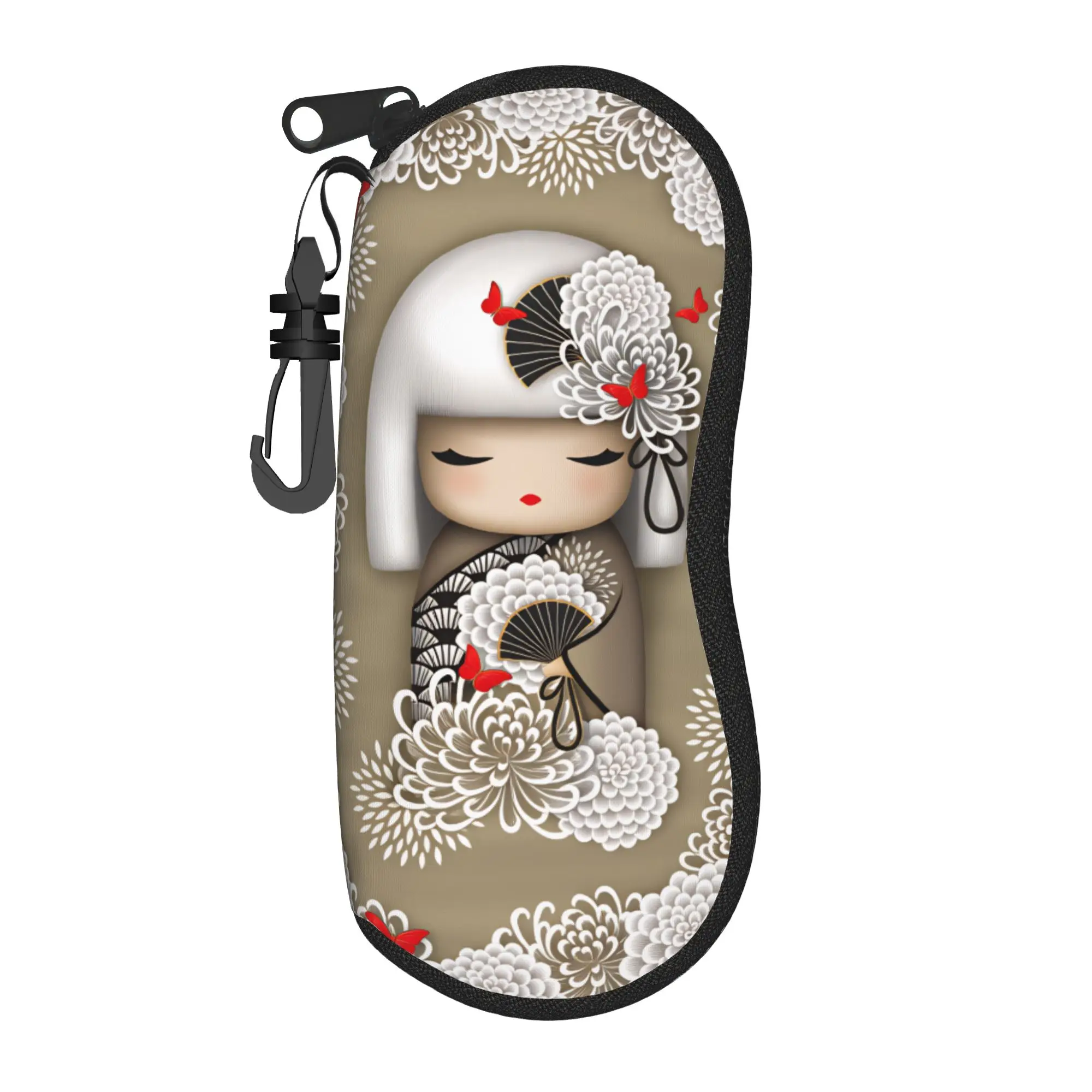 Japanese Kokeshi Doll Glasses Case Cover  Sunglasses Pouch Daily Fashion Eyewear Storage Print Male Female Eyeglass Protector