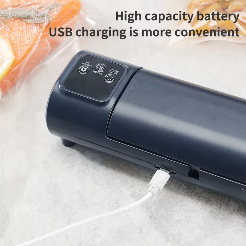 Wireless Portable LCD Digital Display Rechargeable Vacuum Sealing Machine Food Plastic Sealing Machine Outdoor Packaging Machine