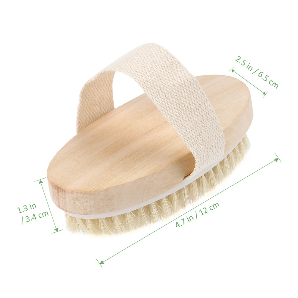 

2Pcs Pig Bristle Wooden Bath Brush Medium Stiff Bristles for Exfoliating Cellulite Reduction Dead Shower Brush