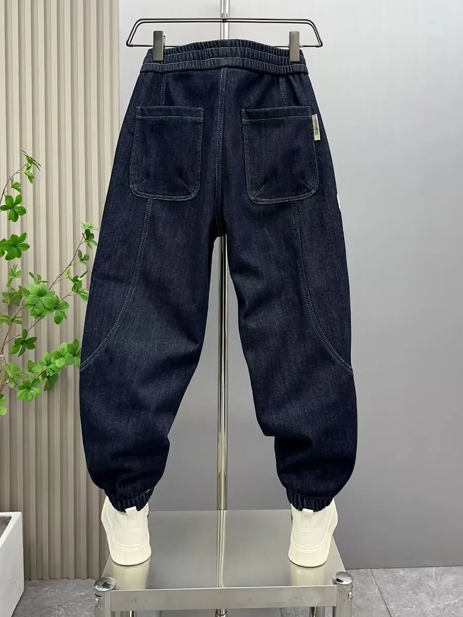 جينز هاراجوكو الأمريكي القديم الأزرق المغسول فضفاض جديد Y2K الاتجاه مستقيم الساق غير رسمي بنطال ذو قصة أرجل واسعة للرجال سراويل جينز منحنية #6