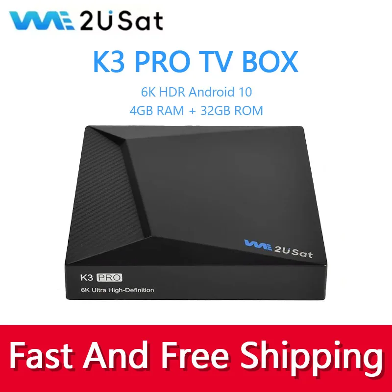 

We2uSat K3 Pro, новейшая модель 2026 года, работает на Android 10.0, поддерживает 6K HDR, имеет 4 ГБ оперативной памяти и 32 ГБ встроенной памяти.