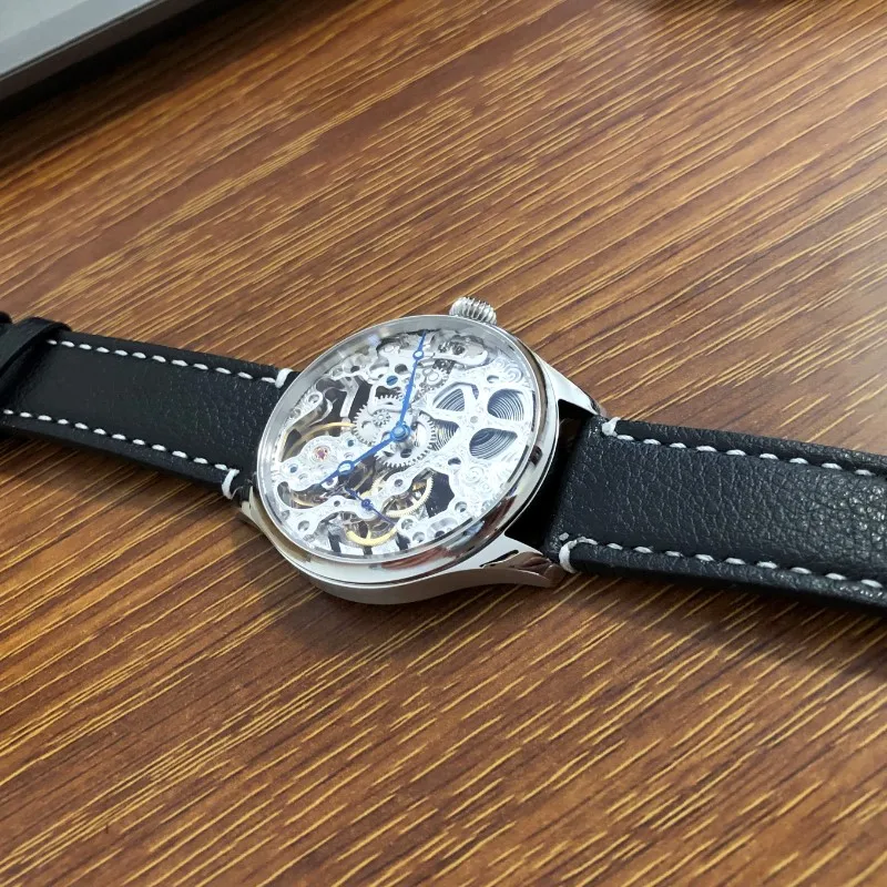 41mm NEW GEERVO Skeleton Men Watch Hand Winding ST3600SK Hollow Out Movement Mechanical Fashion Wristwatch Sapphire Crystal