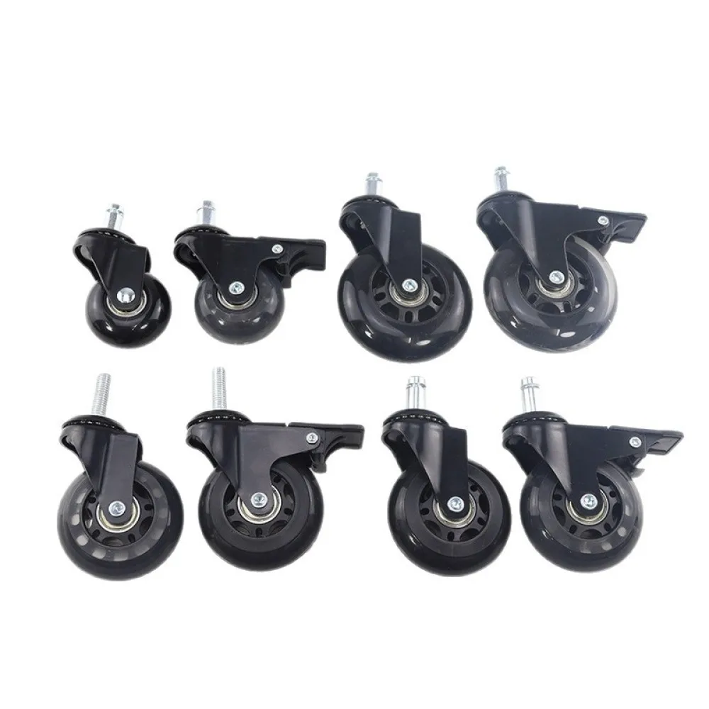 3 Inch Replacement Swivel Casters Silent PU Wheels Office Chair Hardware Smooth Moving Furniture Floor Friendly Glides