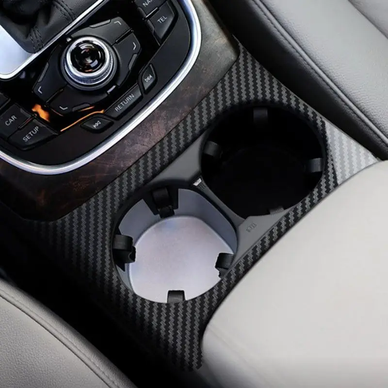 

ABS Carbon Fiber Car Accessories Center Gear Shift Panel Water Cup Holder Cover Trim For Audi Q5 8R 2010-2018 SQ5 8R 2013-2017
