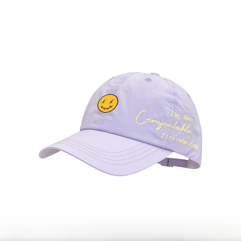 速乾性の薄い夏用野球帽女性用日焼け止めダックビルハットカジュアル刺繍ラウンドトップキャップ青少年旅行用ユニバーサル四季対応