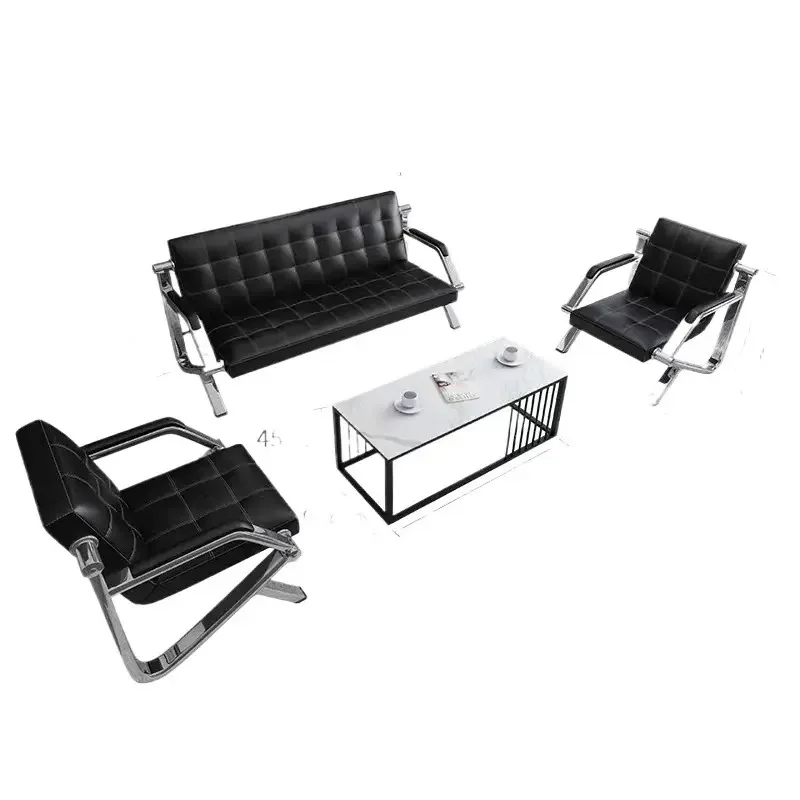 Simple Modern Office Furniture Meeting Room 3 Seater Sofa Leather Reception Sofa