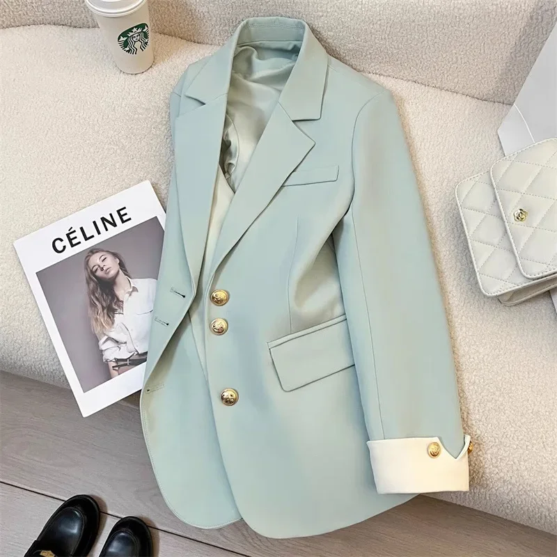 Women\'s fashion solid color blazer, spring new casual temperament celebrity popular suit