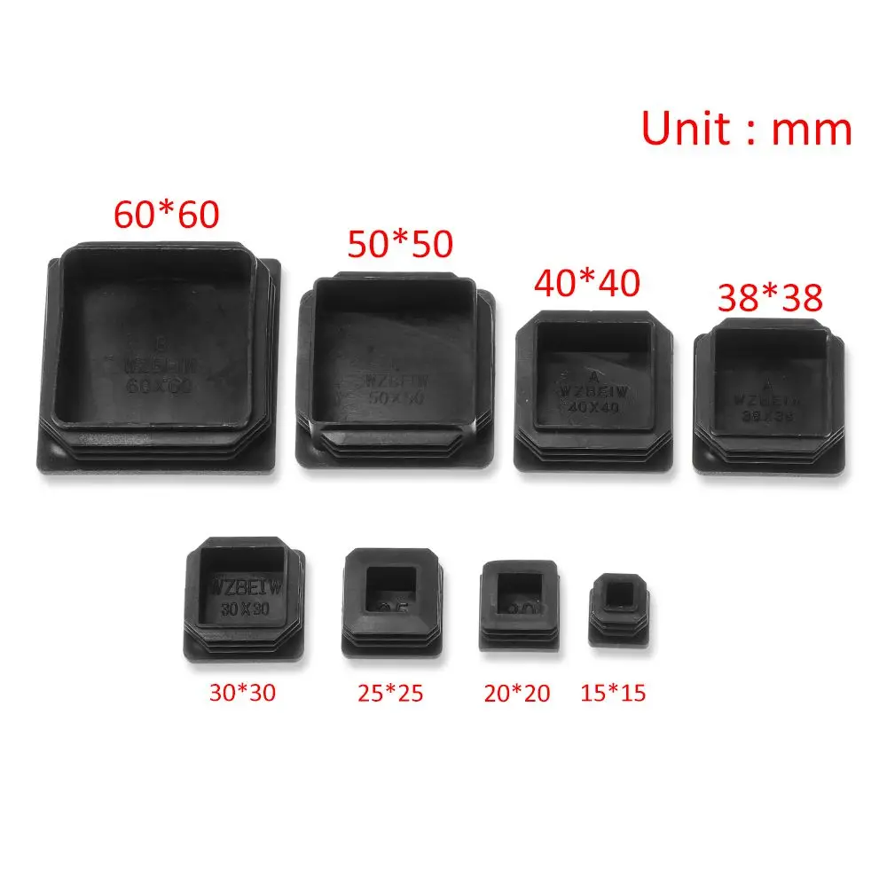 10Pcs/Pack Plastic Square Blanking End Caps Wear-resistant Furniture Feet Anti-slip Pad Chair Leg Caps Floor Caps Protection
