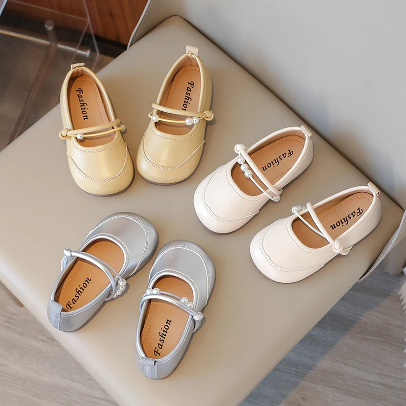 

Girls Flats Performance Shoes Children Princess Leather Shoes Non-slip Soft Sole Simple Kids Party Mary Jane Moccasins Shoes