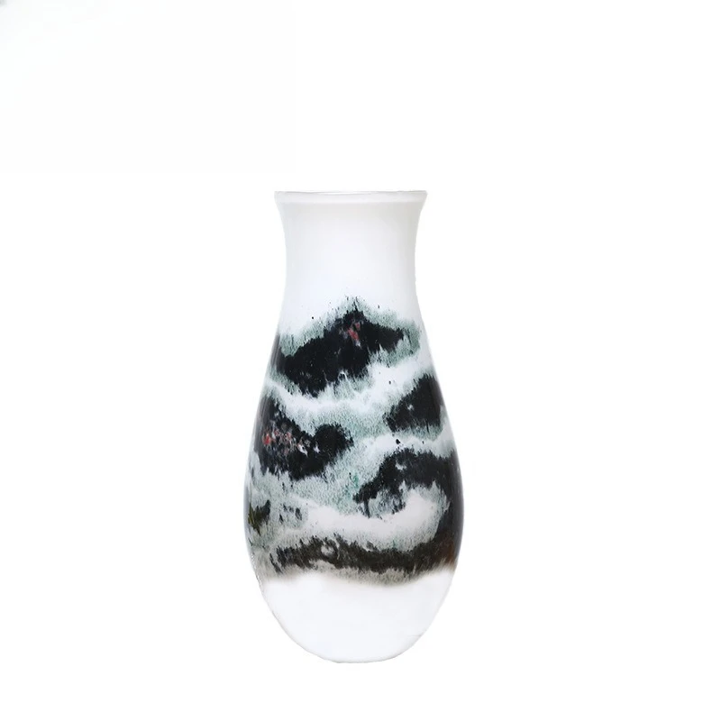handmade new Chinese ink painting landscape glass vase hotel model room living room entrance ornament