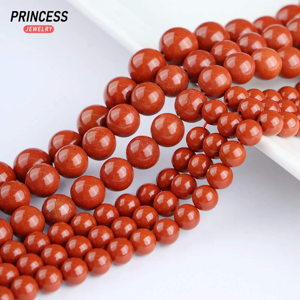 A+++ Natural Red Jasper Jade Loose Beads for Jewelry Making DIY Bracelets Necklace Needlework Accessories  4 6 8 10 12mm