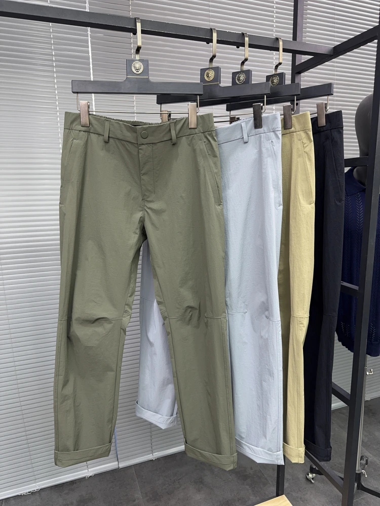 

Svip мужские летние уличные легкие удобные эластичные повседневные брюки из ледяного шелка с дышащим узором, облегающие прямые брюки