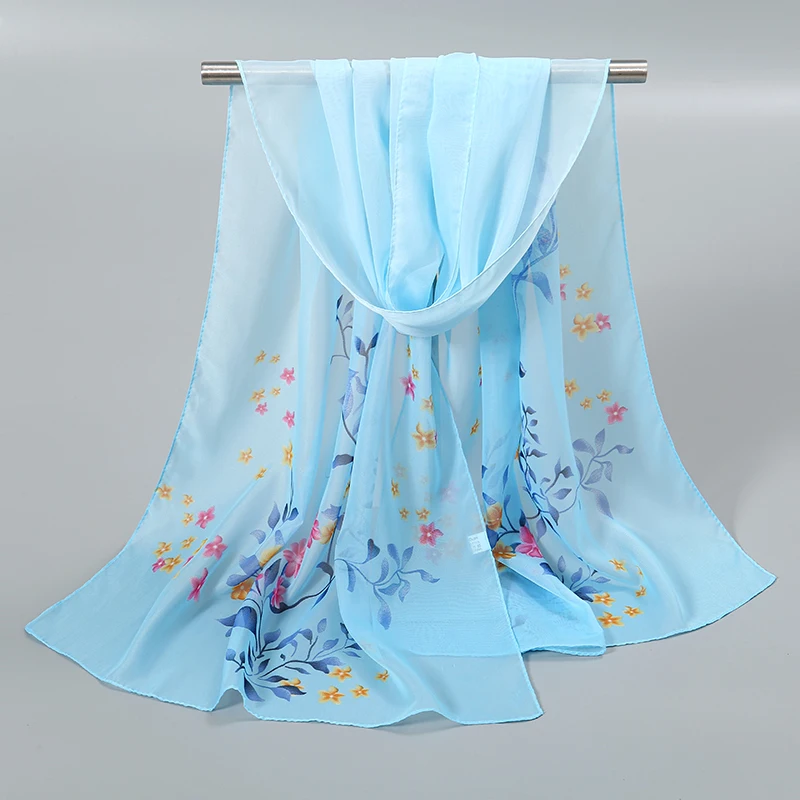 New Chiffon Scarf Shawl Women Printing Beach Georgette Floral Scarf Shawls Long Wraps Beach Sunscreen Hijab Headscarf Wrap Stole