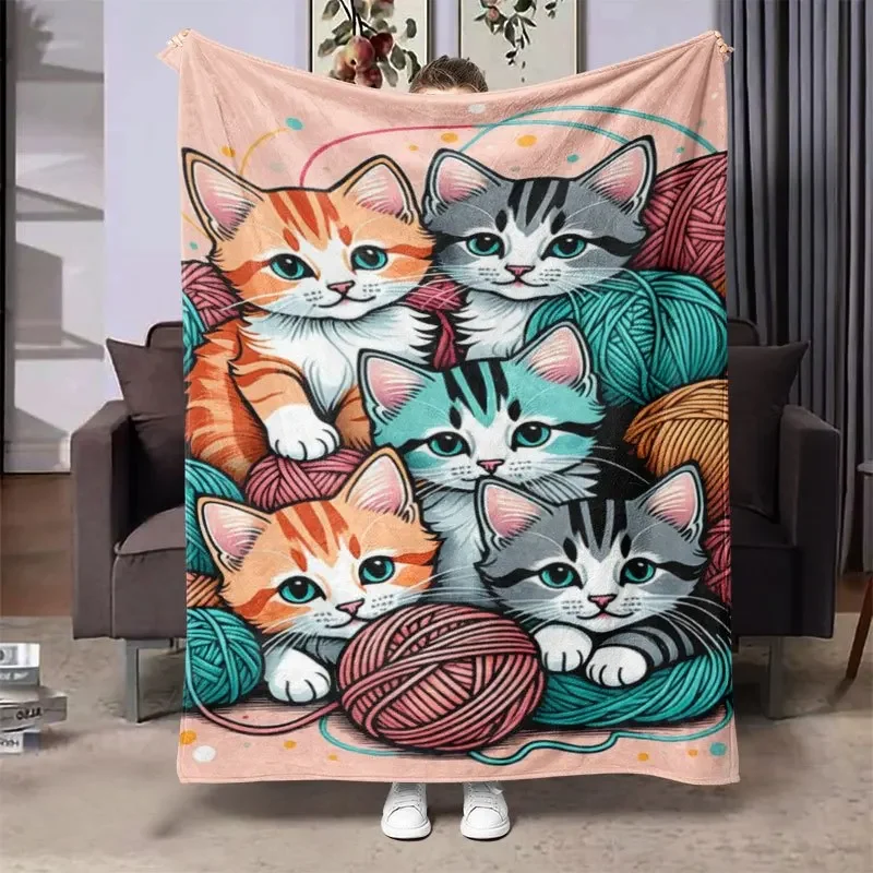 

pc Soft Warm Flannel Sofa Blanket Printed Pattern AllSeason Nap Blanket Multifunctional Throw for Couch Bed Travel