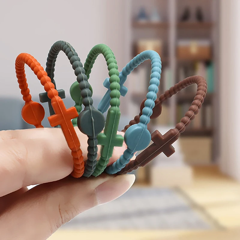 5pcs Simple Cross Bracelet Silicone Thin Bracelets Children\'s Colorful Bracelets