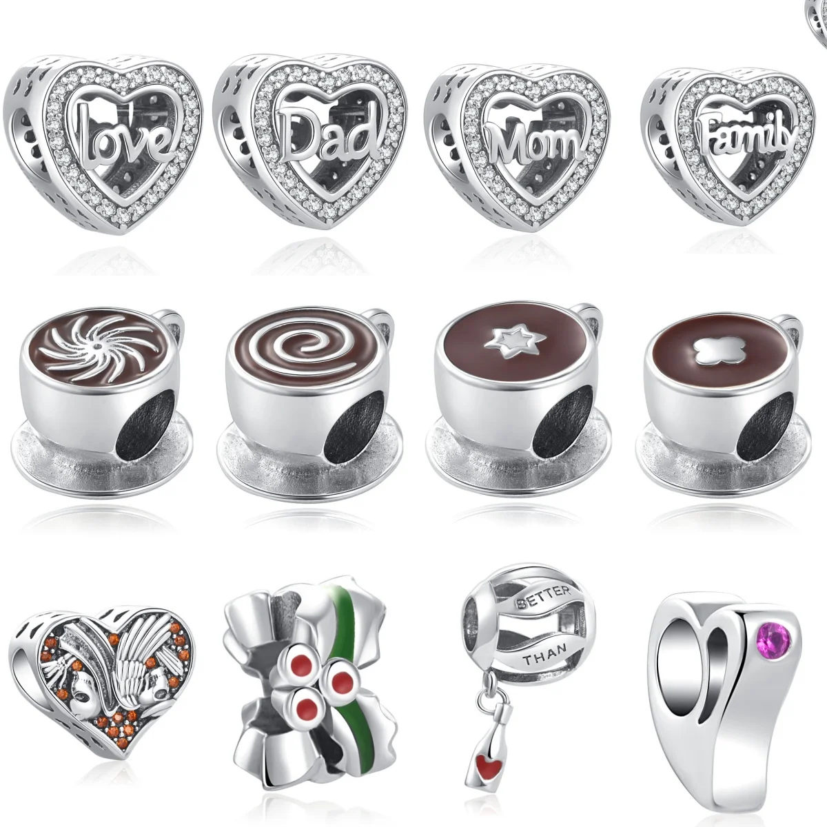 Charm 925 Silver Princess Skirt Cake Coffee Cup Leopard Pendant Suitable for Bracelet DIY Women's Exquisite Jewelry Accessories - view 3