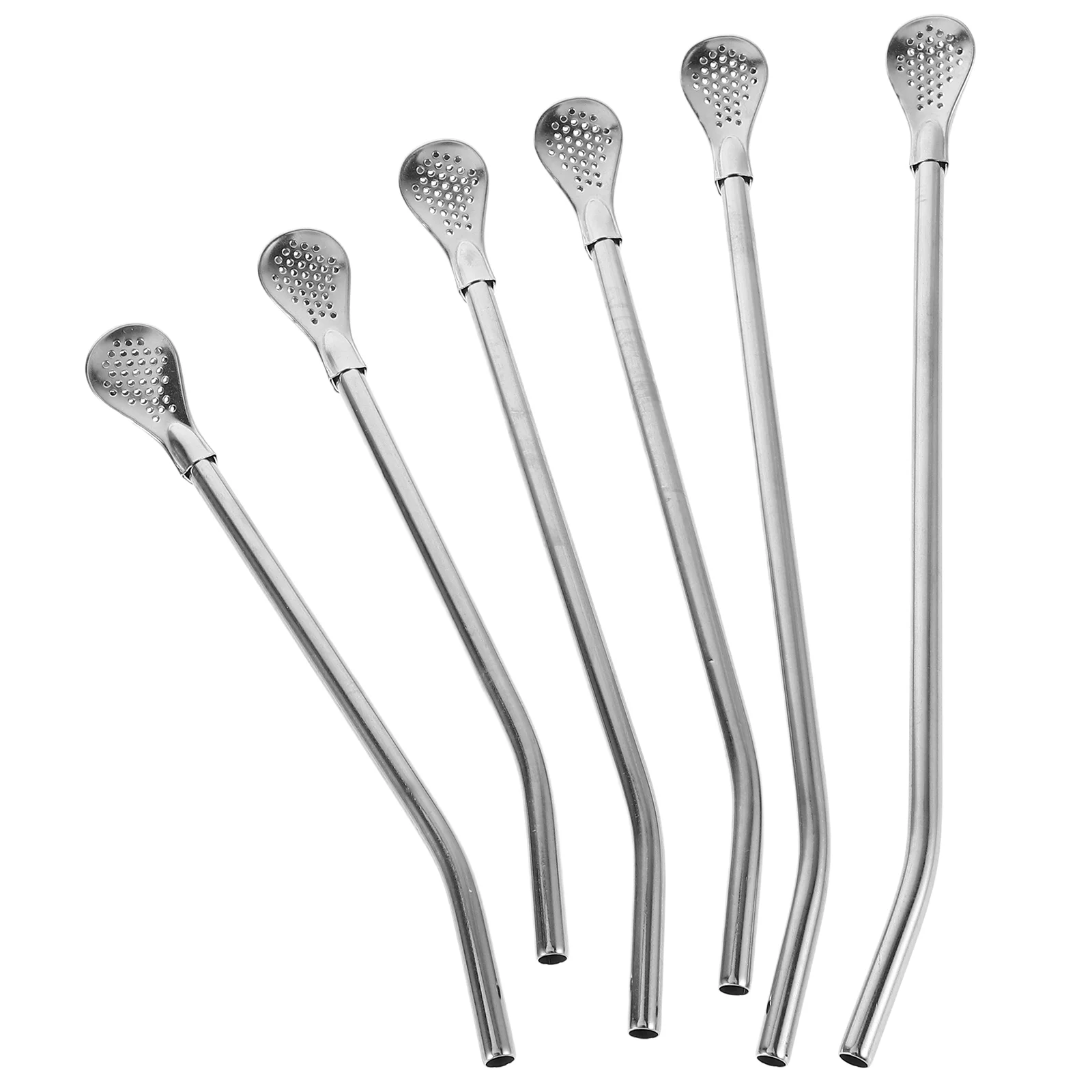 

6 Pcs Stainless Steel Straw Strainer Loose Leaf Tea Spoon Filter Outdoor Water Cup Accessory Detachable Design