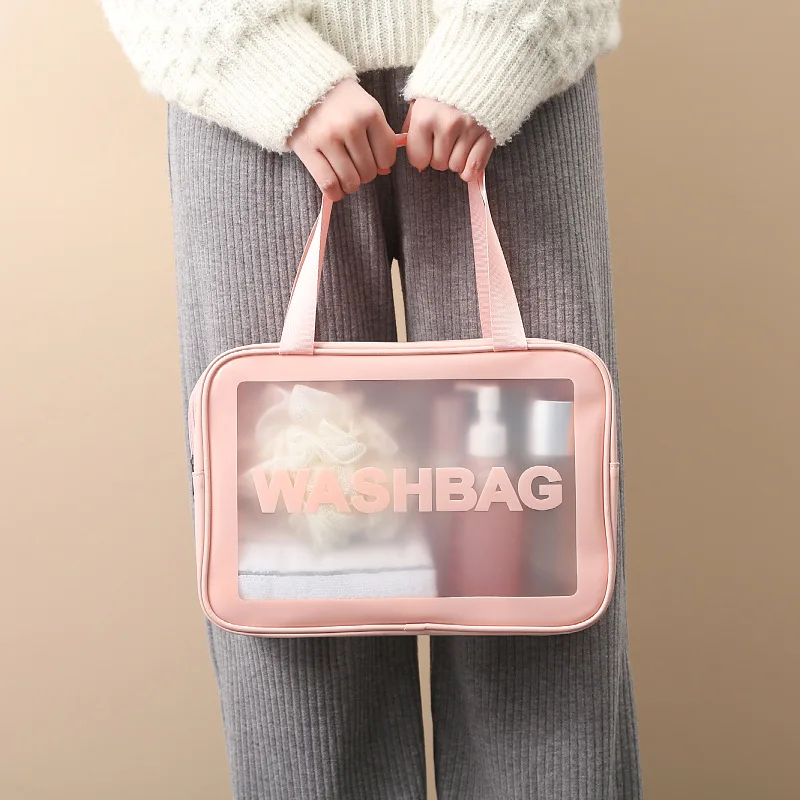 Organizador de maquillaje de viaje, bolsa de aseo para baño, bolsa de cosméticos transparente, bolsas de maquillaje transparentes con cremallera de