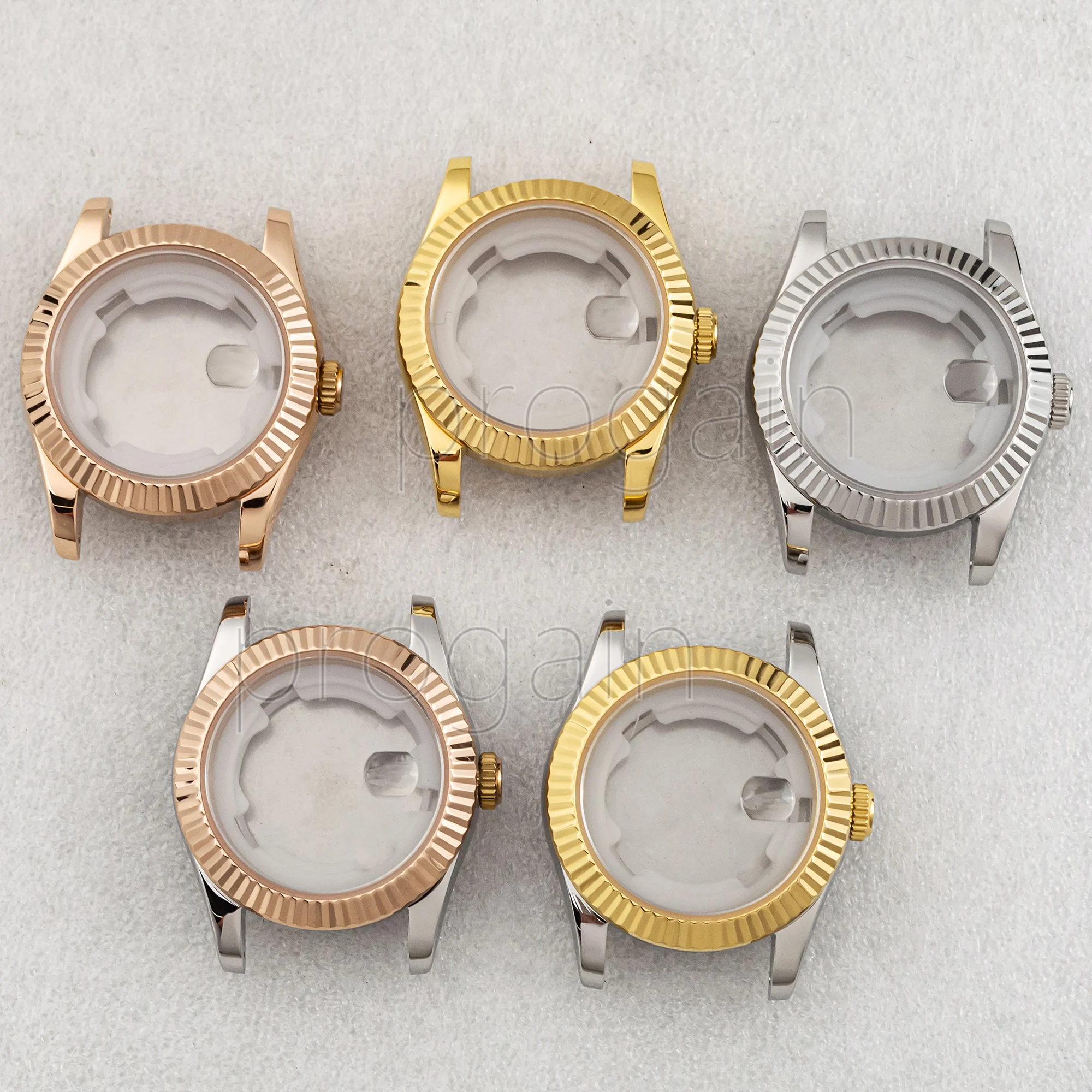 

NH05 Watch Case 33mm Tooth Magnifying Glass Stainless Steel Solid Bottom Watchcase for 25mm Dial Datejust NH06 Movement Parts